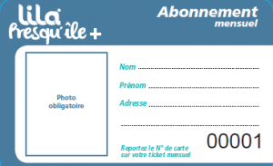 carte abonnement mensuel Lila Presquile