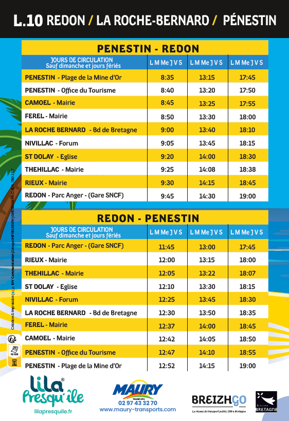 Fiche horaires été 2025